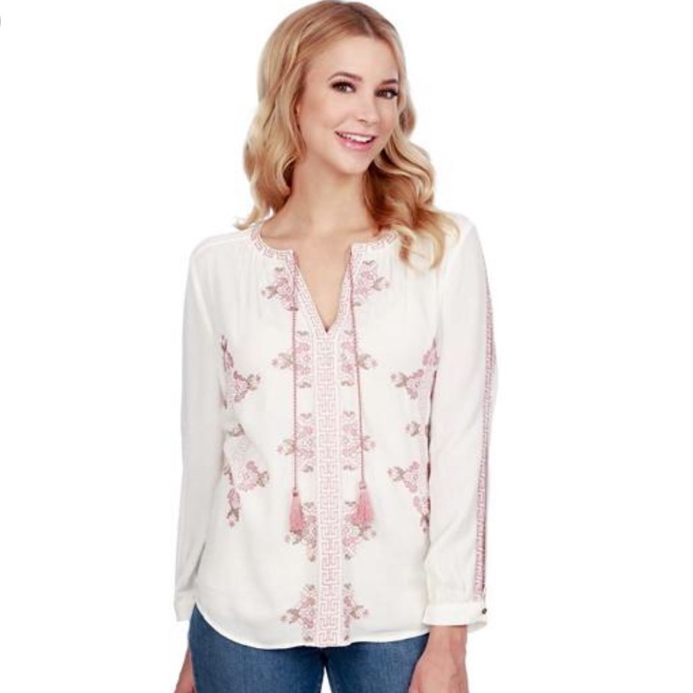 ✖️SOLD✖️Lucky Brand Embroidered Peasant Top - Picture 1 of 7